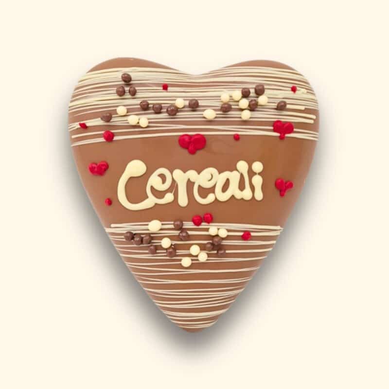 Cuore di cioccolato artigianale ripieno di crema ai cereali